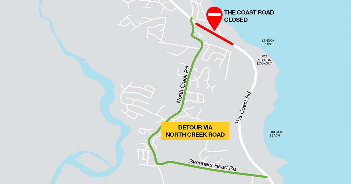 Temporary closure of The Coast Road, Lennox Head