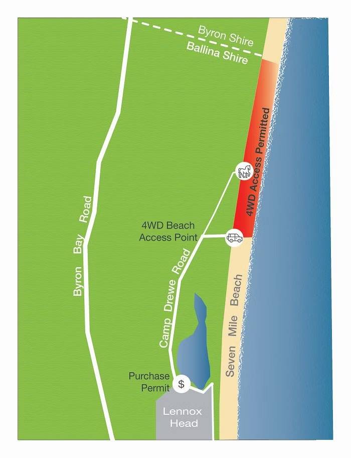 Map of 4WD access Seven Mile Beach