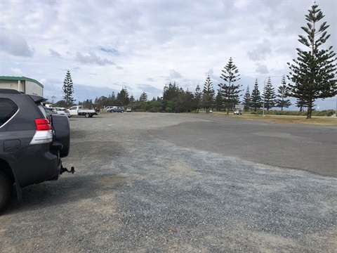 Image showing Sharpes Beach carpark asphalt in poor condition