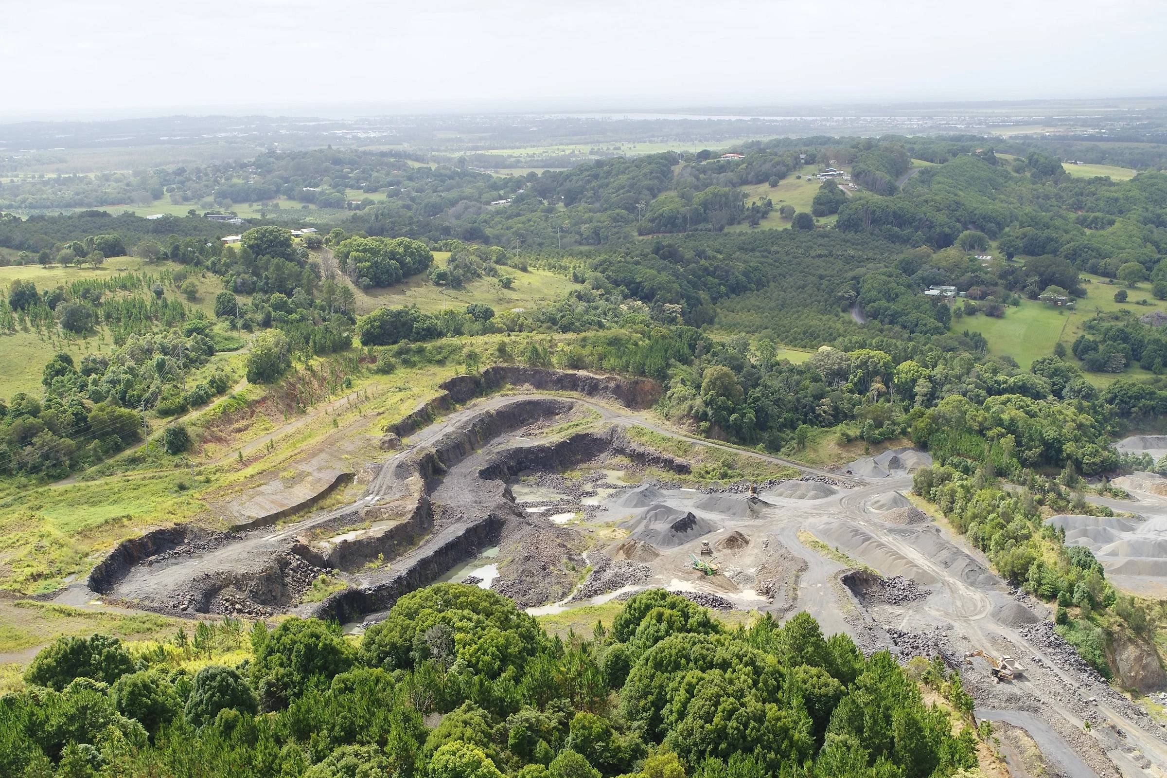 Aerial view looking east